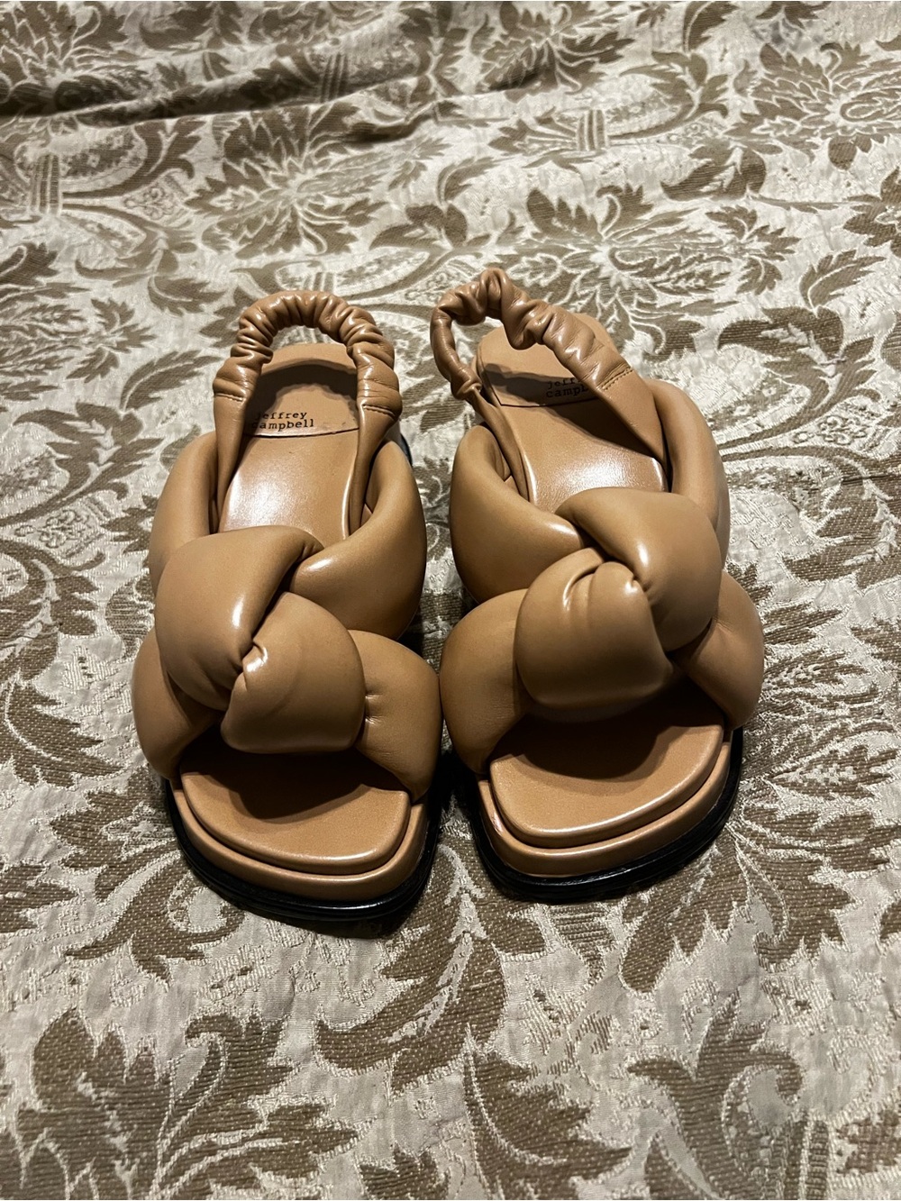 Jeffrey Campbell Tan Knotted Leather Slingback Sandals
